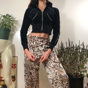 Bebe Fur Lined Crop Hoodie